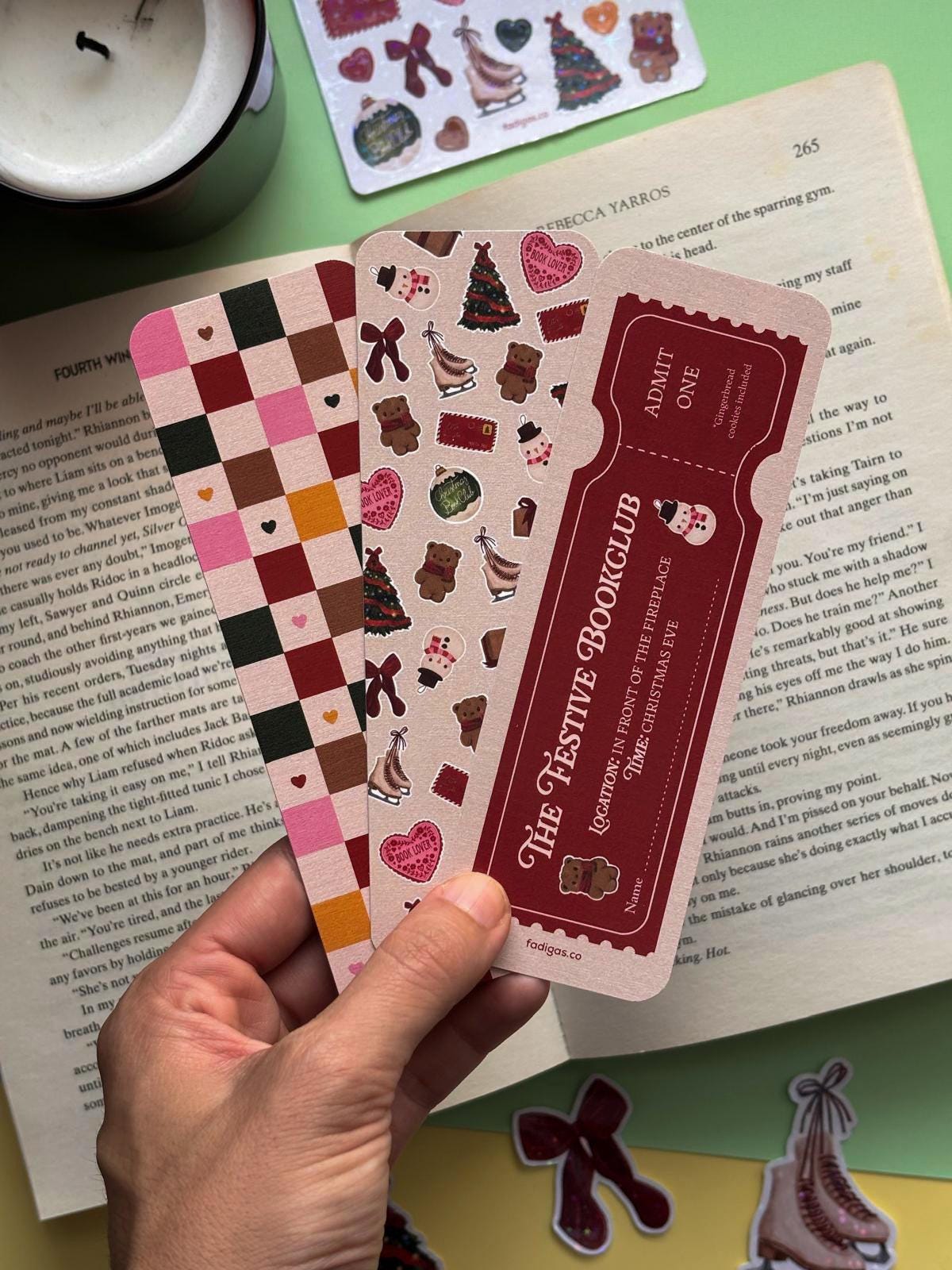 Christmas Bookmark Bundle - Set of 3 festive bookish designs