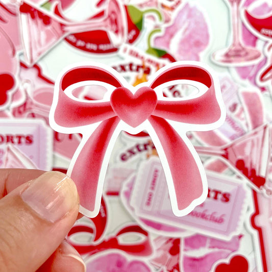 Cute Coquette Bow Sticker - Pink