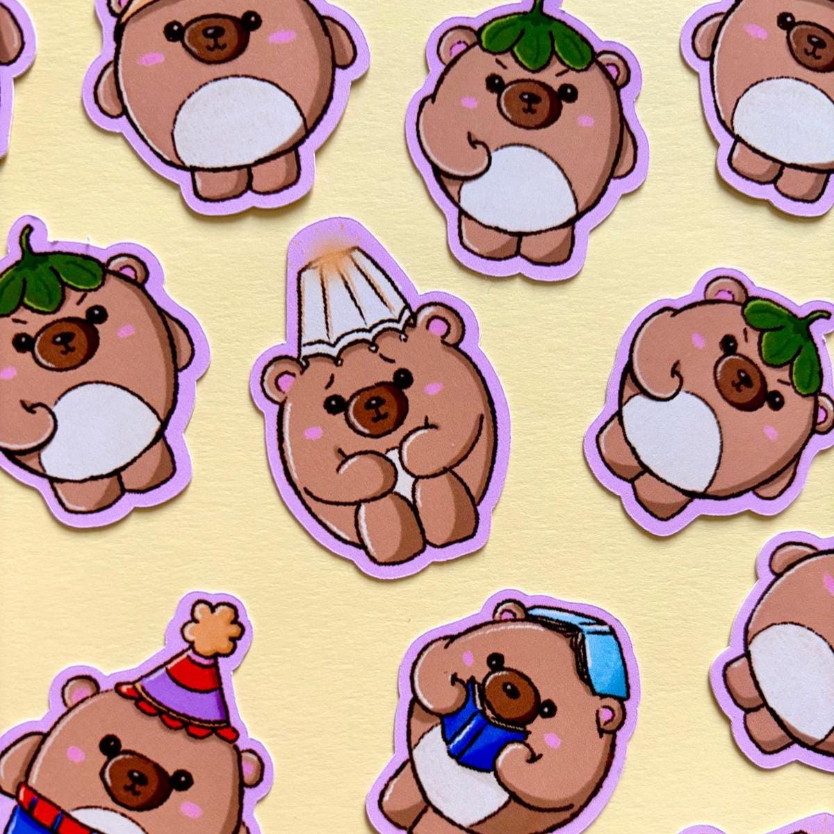 Cute Teddy Bear Mood Tracker Stickers