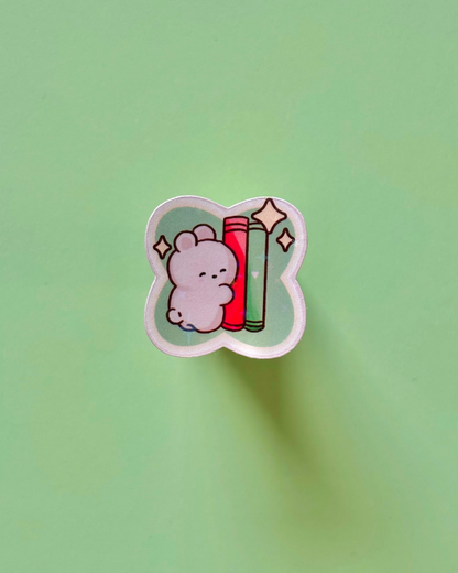 Cute bunny loves books sticker