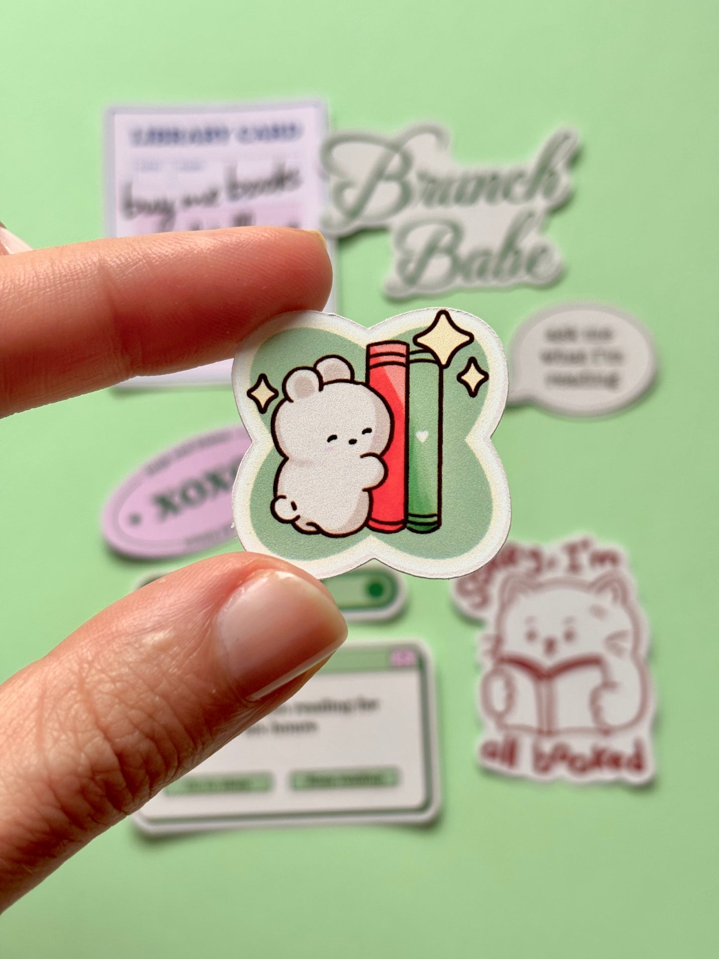 Cute bunny loves books sticker
