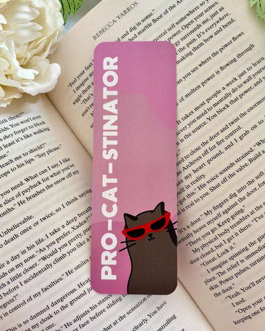 Pink Cat Bookmark - Procastinator Edition