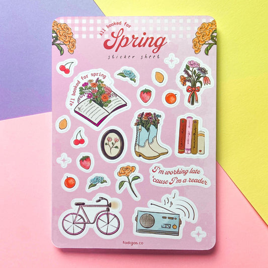 Cute Pink Bookish Sticker Sheet