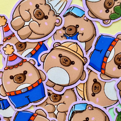 Yellow Hat Bear - Desk Buddy Sticker