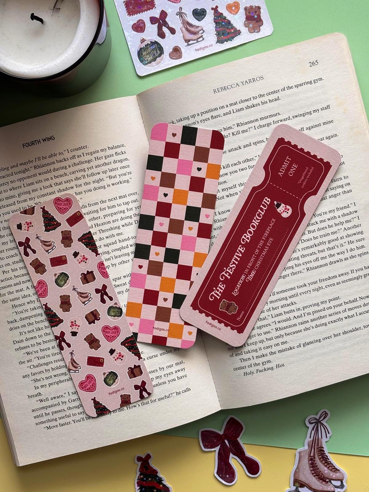 Christmas Bookmark Bundle - Set of 3 festive bookish designs