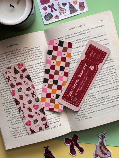 Christmas Bookmark Bundle - Set of 3 festive bookish designs